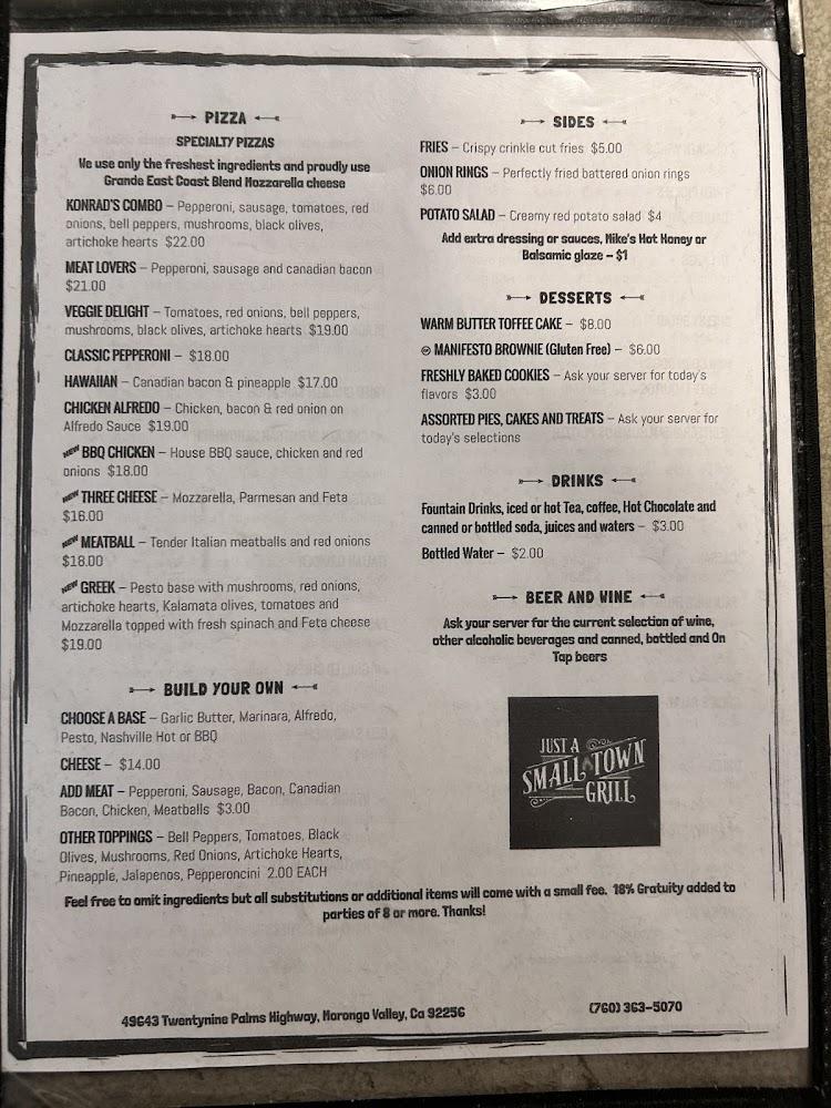 Just A Small Town Grill Menu image 4